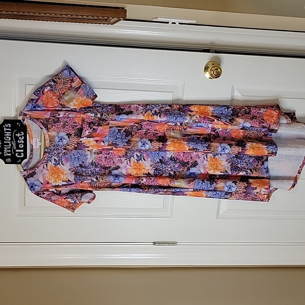 LuLaRoe Carly Tunic Dress XS Floral Short Sleeve